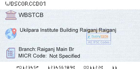 The West Bengal State Cooperative Bank Raiganj Main BrBranch 