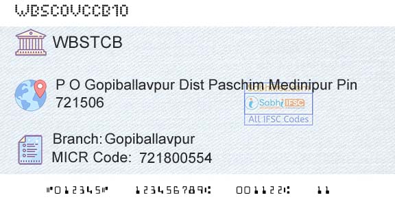 The West Bengal State Cooperative Bank GopiballavpurBranch 