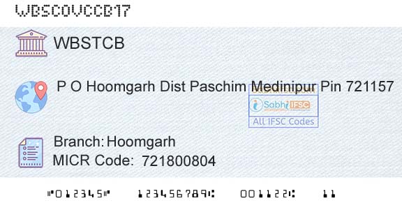 The West Bengal State Cooperative Bank HoomgarhBranch 