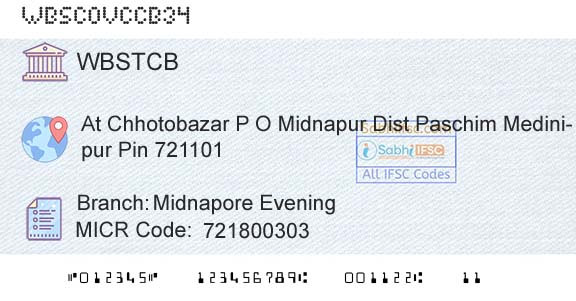 The West Bengal State Cooperative Bank Midnapore EveningBranch 