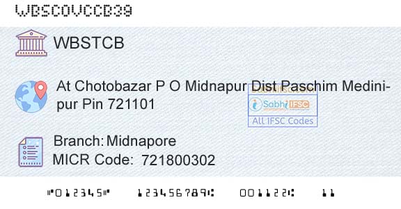 The West Bengal State Cooperative Bank MidnaporeBranch 