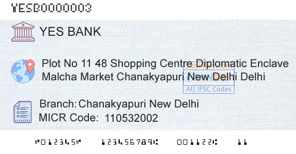 Yes Bank Chanakyapuri New DelhiBranch 