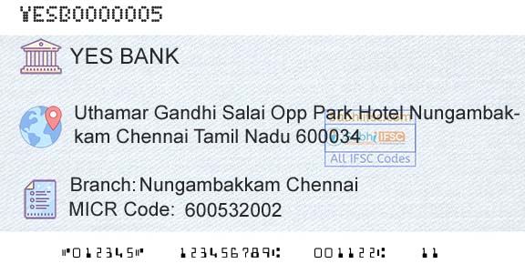 Yes Bank Nungambakkam ChennaiBranch 