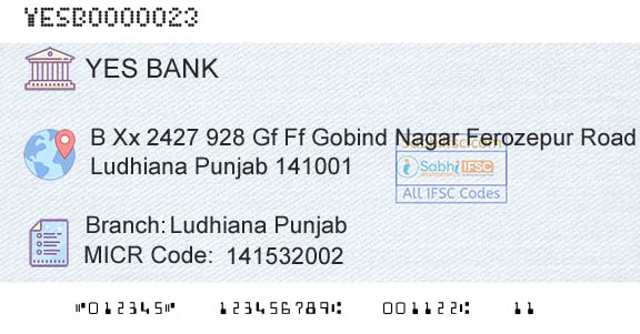 Yes Bank Ludhiana PunjabBranch 