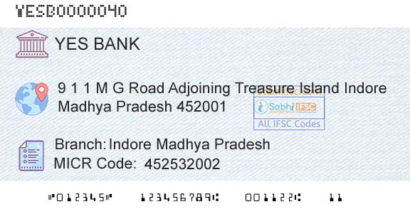 Yes Bank Indore Madhya PradeshBranch 