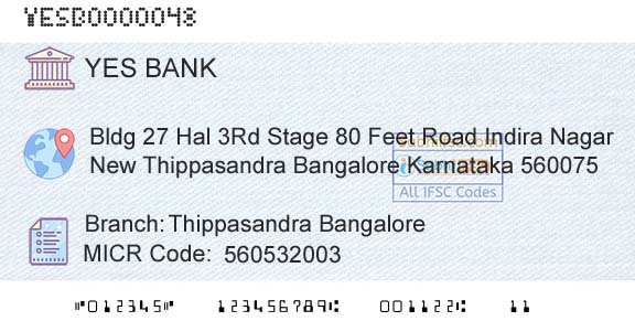 Yes Bank Thippasandra BangaloreBranch 