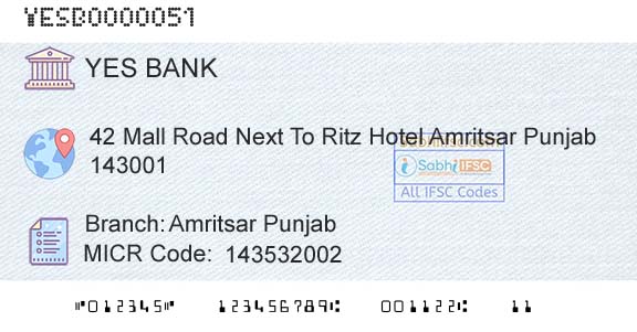 Yes Bank Amritsar PunjabBranch 