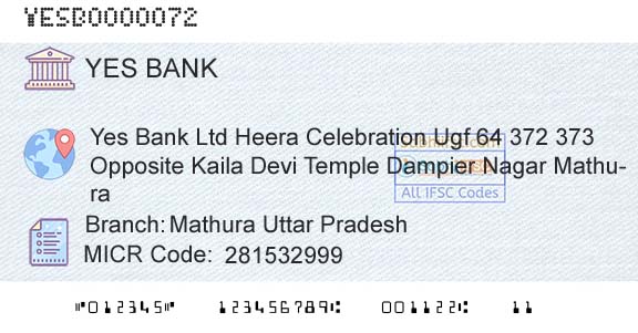 Yes Bank Mathura Uttar PradeshBranch 