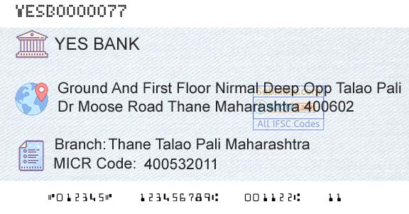 Yes Bank Thane Talao Pali MaharashtraBranch 