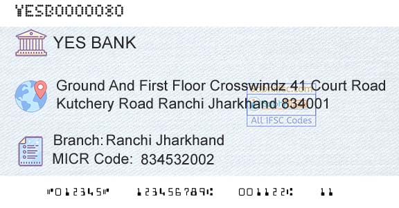 Yes Bank Ranchi JharkhandBranch 