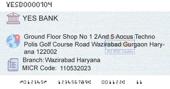 Yes Bank Wazirabad HaryanaBranch 