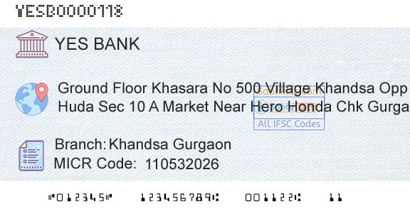 Yes Bank Khandsa GurgaonBranch 