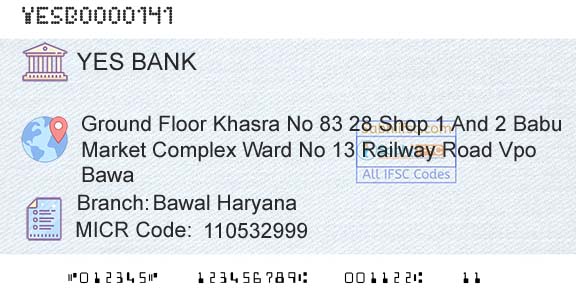 Yes Bank Bawal HaryanaBranch 