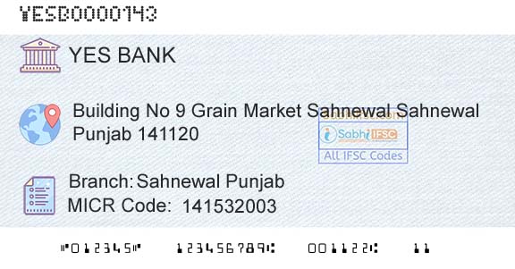 Yes Bank Sahnewal PunjabBranch 