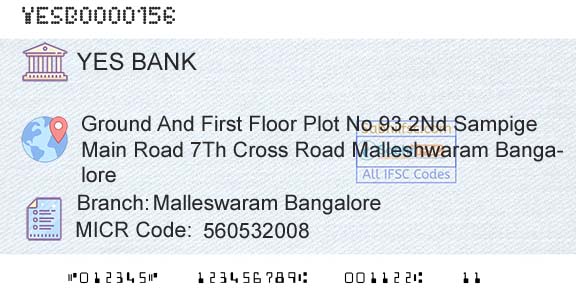 Yes Bank Malleswaram BangaloreBranch 