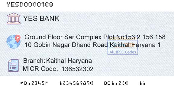 Yes Bank Kaithal HaryanaBranch 