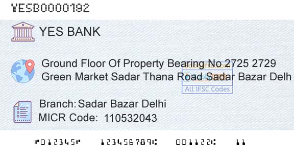 Yes Bank Sadar Bazar DelhiBranch 