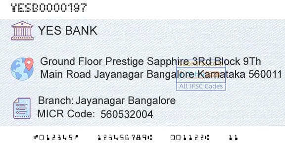 Yes Bank Jayanagar BangaloreBranch 