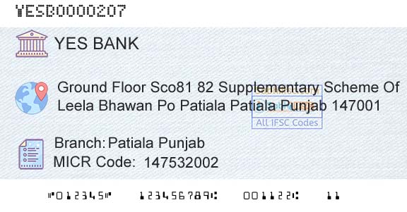 Yes Bank Patiala PunjabBranch 
