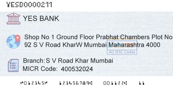 Yes Bank S V Road Khar MumbaiBranch 