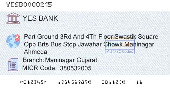 Yes Bank Maninagar GujaratBranch 