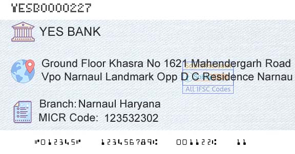 Yes Bank Narnaul HaryanaBranch 
