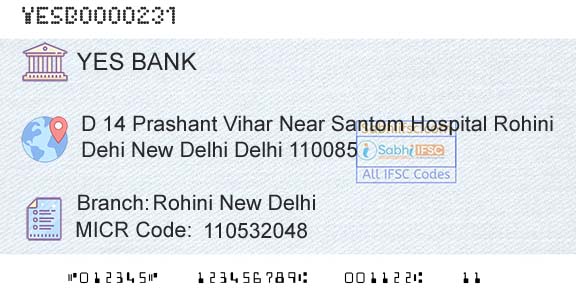 Yes Bank Rohini New DelhiBranch 