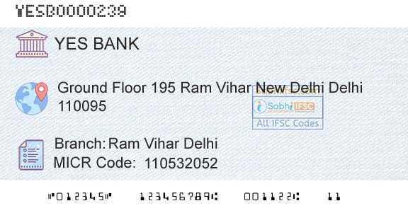 Yes Bank Ram Vihar DelhiBranch 