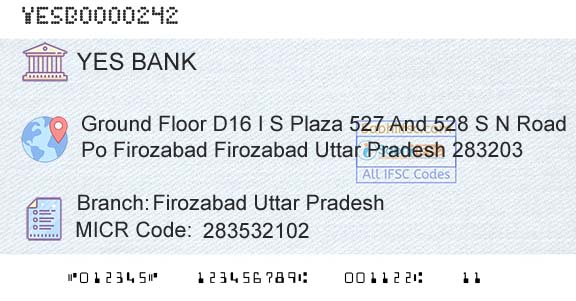 Yes Bank Firozabad Uttar PradeshBranch 