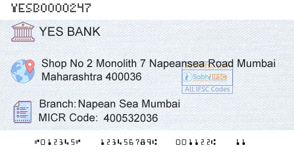 Yes Bank Napean Sea MumbaiBranch 