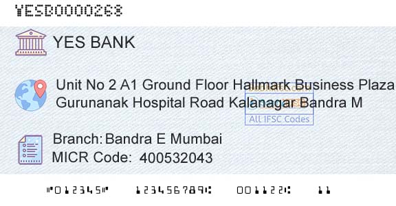 Yes Bank Bandra E MumbaiBranch 
