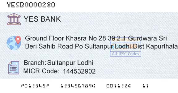 Yes Bank Sultanpur LodhiBranch 