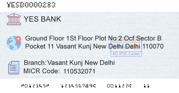 Yes Bank Vasant Kunj New DelhiBranch 