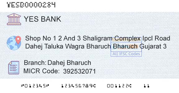 Yes Bank Dahej BharuchBranch 