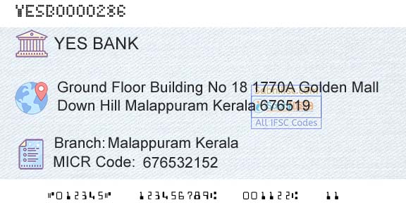 Yes Bank Malappuram KeralaBranch 