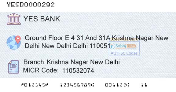 Yes Bank Krishna Nagar New DelhiBranch 
