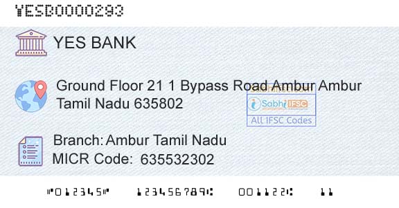 Yes Bank Ambur Tamil NaduBranch 