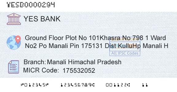 Yes Bank Manali Himachal PradeshBranch 