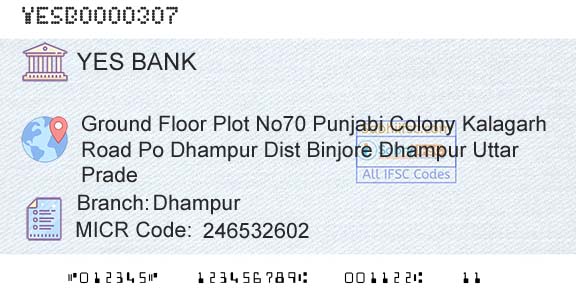 Yes Bank DhampurBranch 