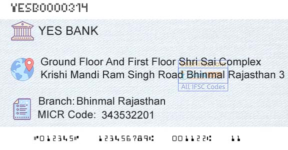 Yes Bank Bhinmal RajasthanBranch 