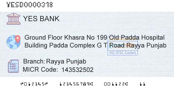 Yes Bank Rayya PunjabBranch 