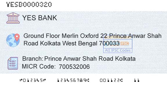 Yes Bank Prince Anwar Shah Road KolkataBranch 