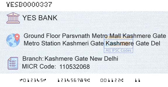 Yes Bank Kashmere Gate New DelhiBranch 