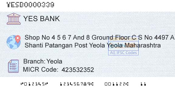 Yes Bank YeolaBranch 