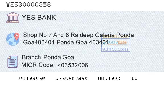 Yes Bank Ponda GoaBranch 