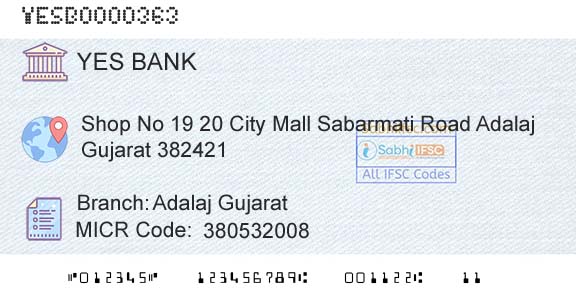 Yes Bank Adalaj GujaratBranch 