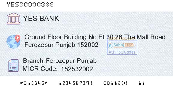 Yes Bank Ferozepur PunjabBranch 