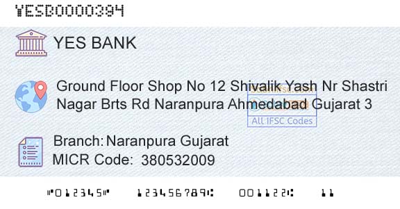 Yes Bank Naranpura GujaratBranch 