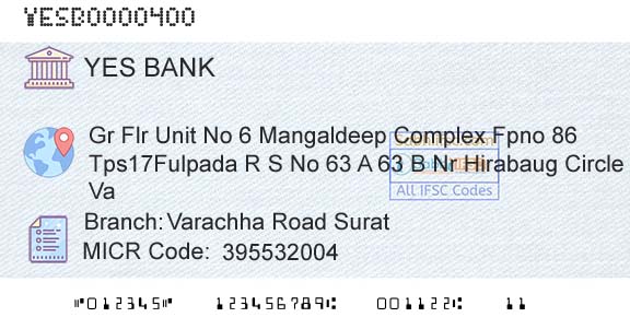 Yes Bank Varachha Road SuratBranch 