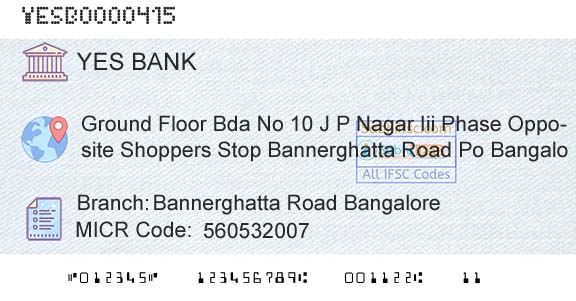 Yes Bank Bannerghatta Road BangaloreBranch 